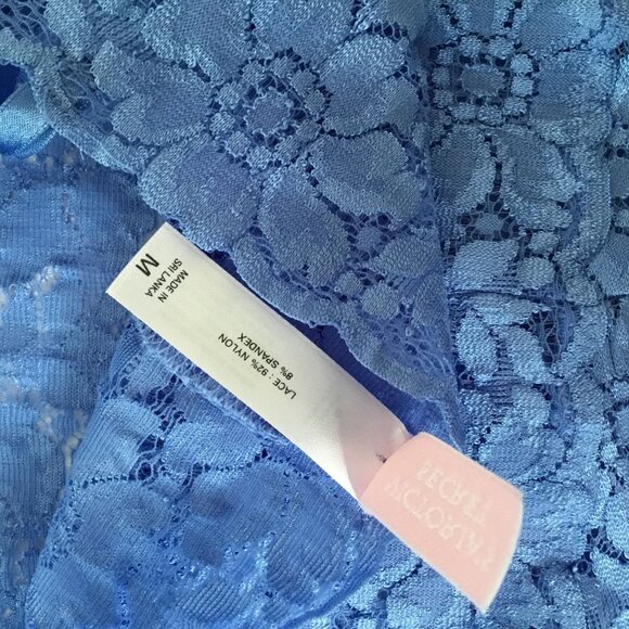 VICTORIA’S SECRET Blue Lace Halter Teddy Women’s Bodysuit Lingerie M Retro Y2K - Picture 7 of 8